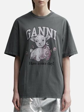 GANNI Future Relaxed Lamb T-Shirt in size medium